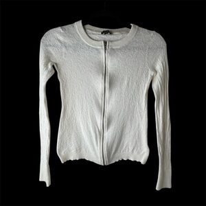 Express Sweater Women's Ivory White Medium Full Zip Silver